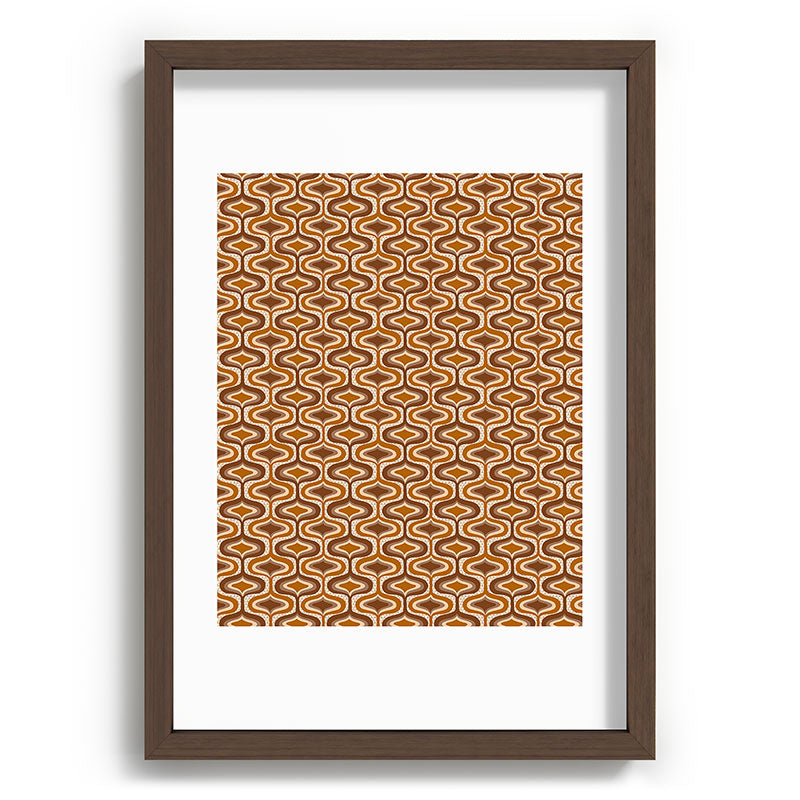 70s mod fabric repeat, orange and browns Framed Art Print