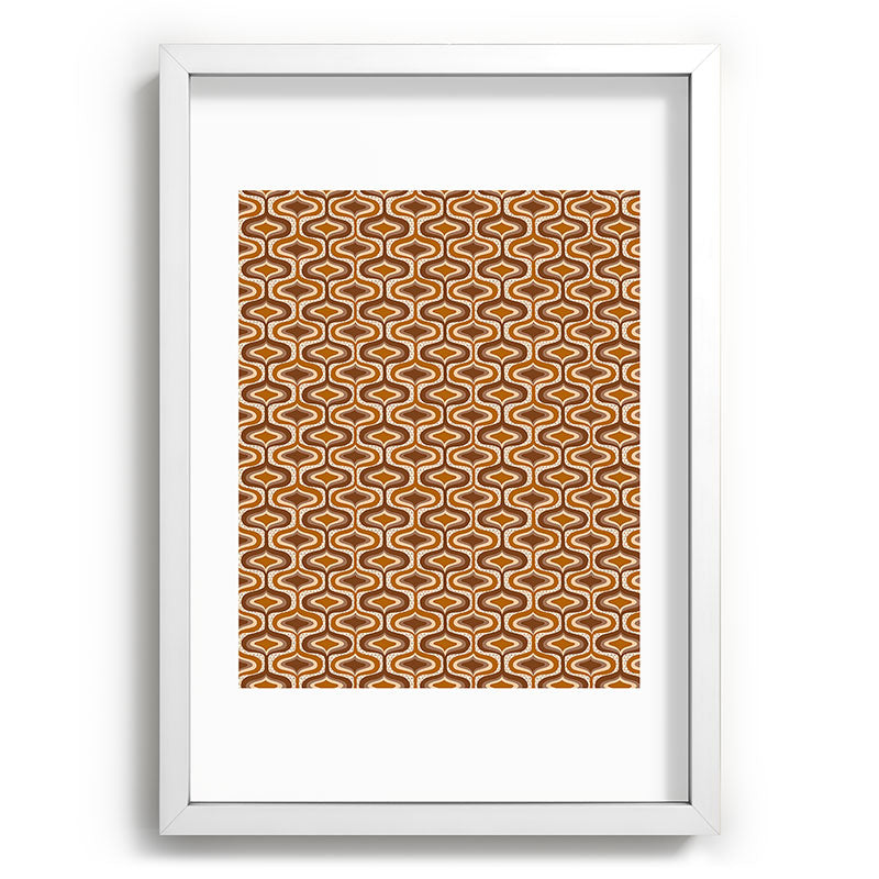 70s mod fabric repeat, orange and browns Framed Art Print