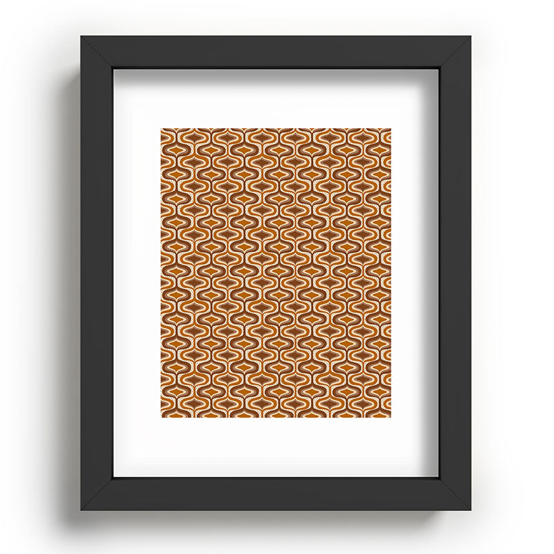 70s mod fabric repeat, orange and browns Framed Art Print