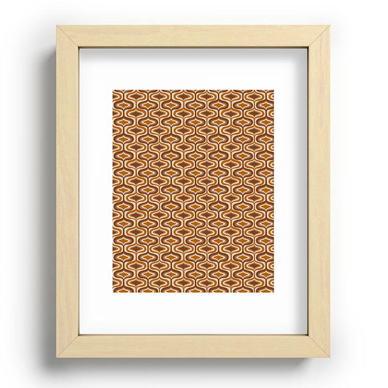 70s mod fabric repeat, orange and browns Framed Art Print