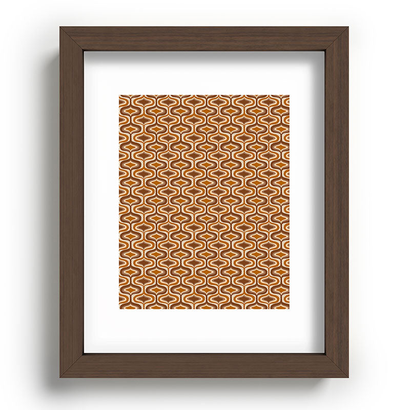 70s mod fabric repeat, orange and browns Framed Art Print