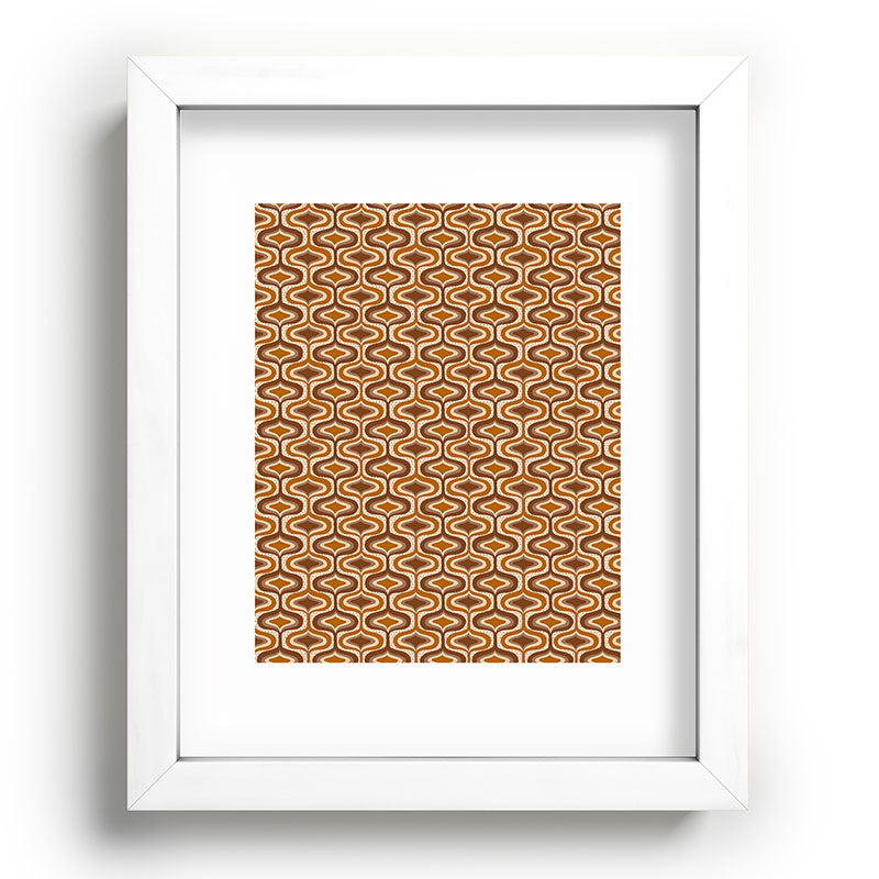 70s mod fabric repeat, orange and browns Framed Art Print
