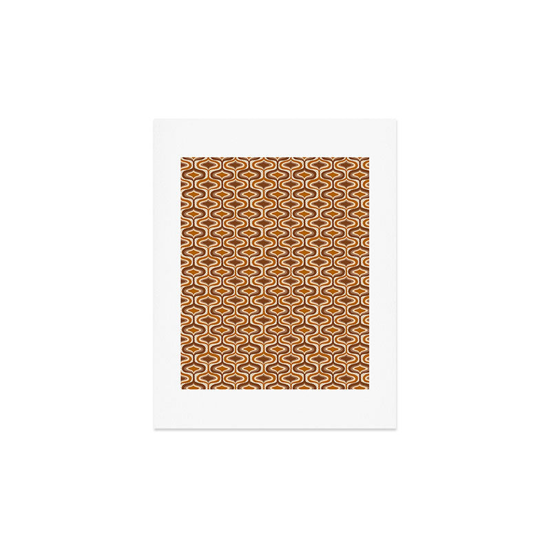70s mod fabric repeat, orange and browns Art Print