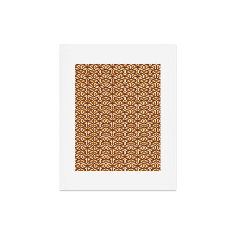70s mod fabric repeat, orange and browns Art Print