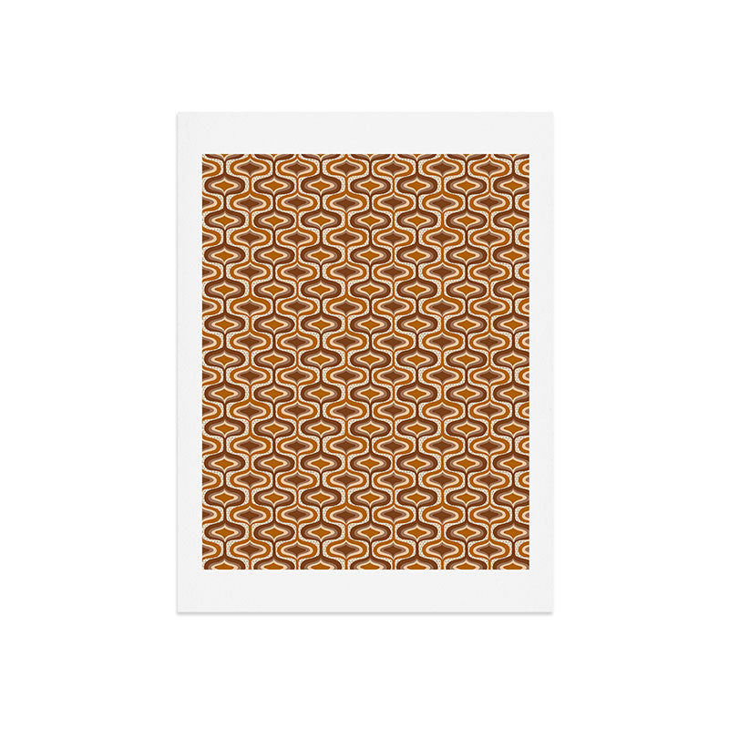 70s mod fabric repeat, orange and browns Art Print