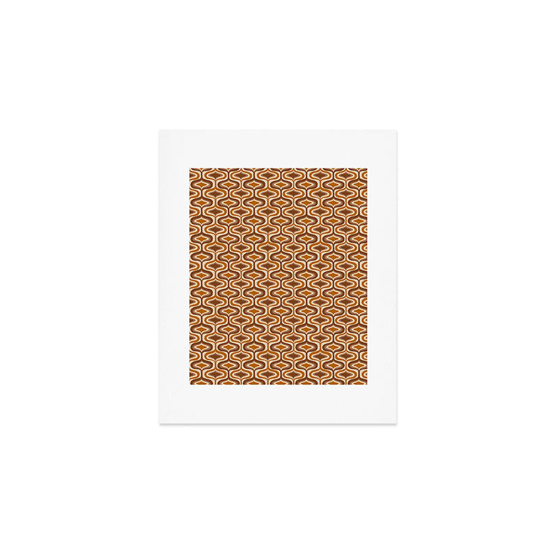 70s mod fabric repeat, orange and browns Art Print