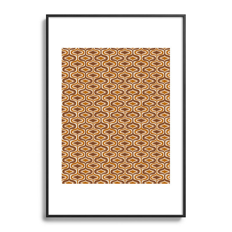 70s mod fabric repeat, orange and browns Framed Art Print
