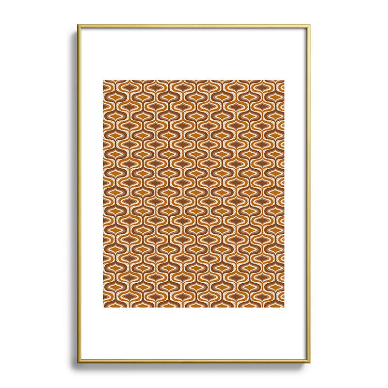 70s mod fabric repeat, orange and browns Framed Art Print