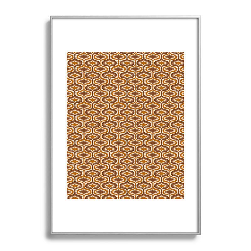 70s mod fabric repeat, orange and browns Framed Art Print