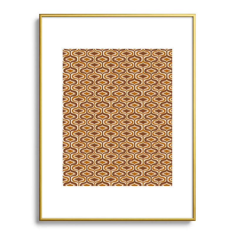 70s mod fabric repeat, orange and browns Framed Art Print