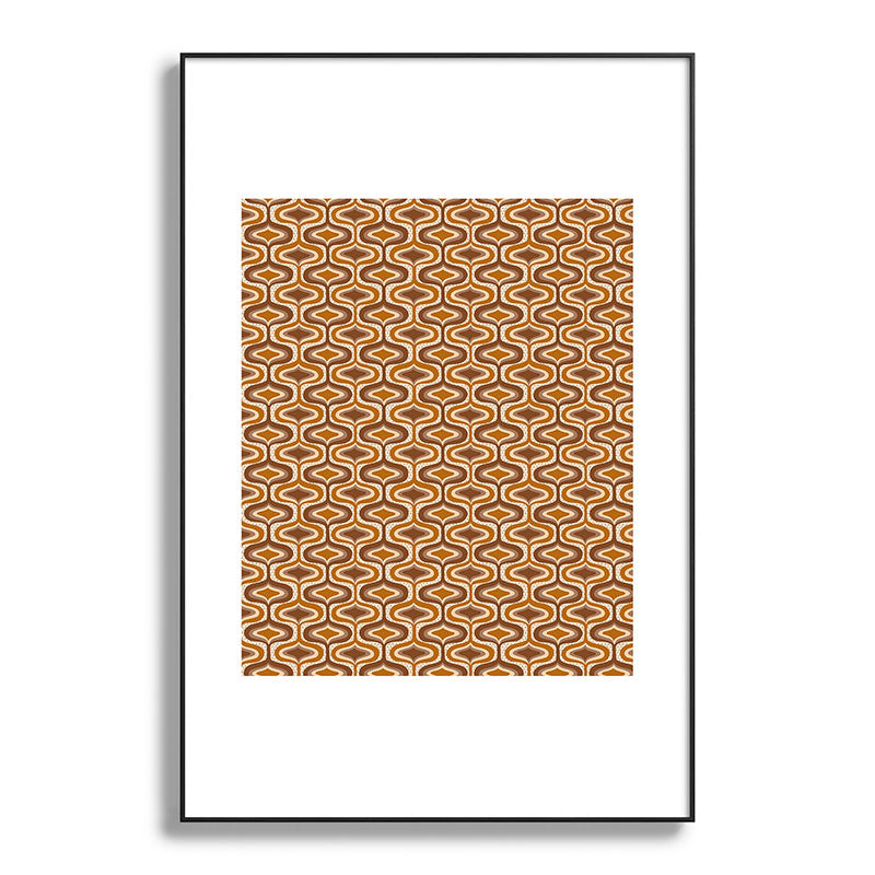 70s mod fabric repeat, orange and browns Framed Art Print