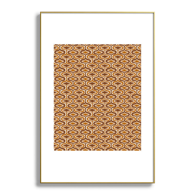 70s mod fabric repeat, orange and browns Framed Art Print