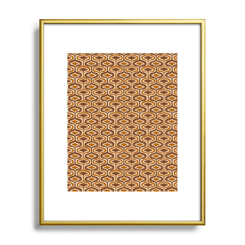 70s mod fabric repeat, orange and browns Framed Art Print