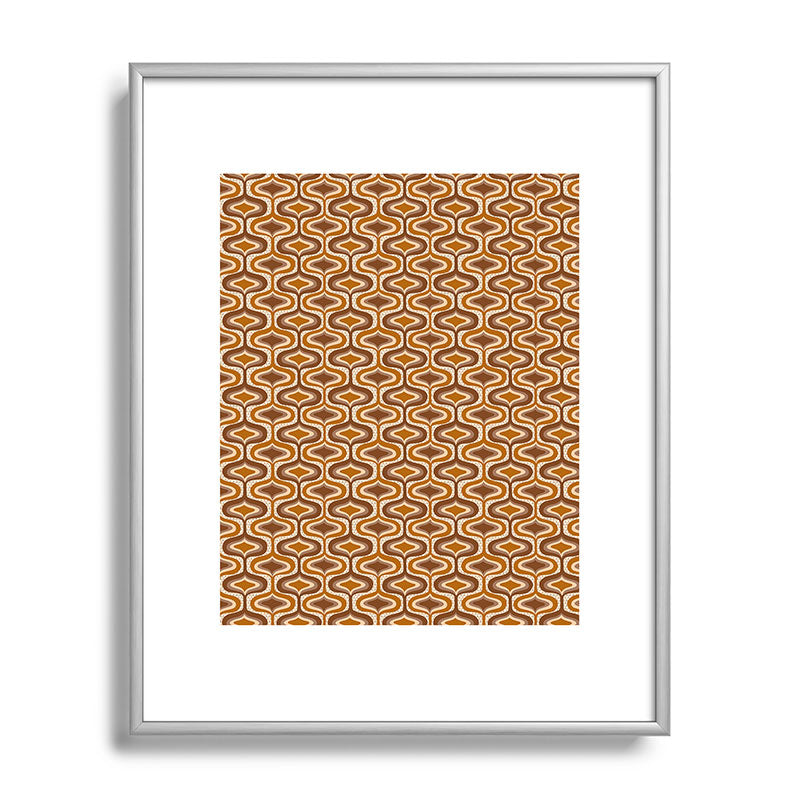 70s mod fabric repeat, orange and browns Framed Art Print