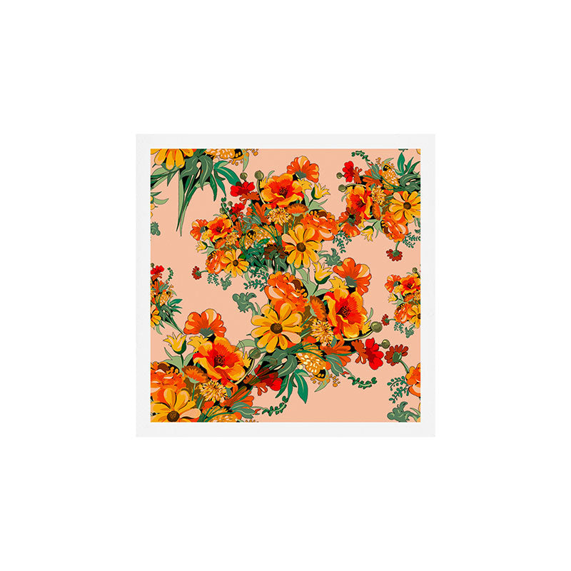 70s Pastel Floral on pink blush Boho Art Print