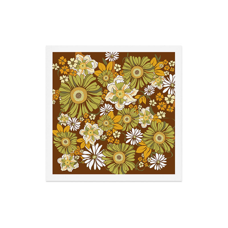 70s Retro Flower Power boho pattern Art Print