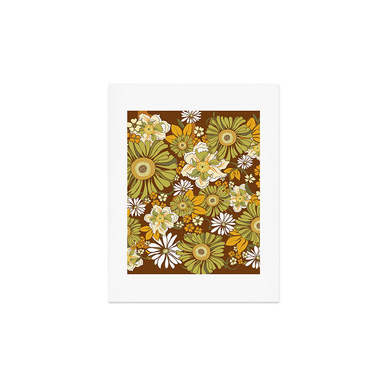 70s Retro Flower Power boho pattern Art Print