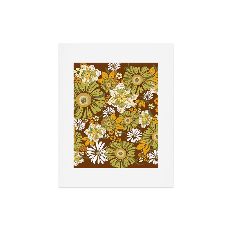 70s Retro Flower Power boho pattern Art Print