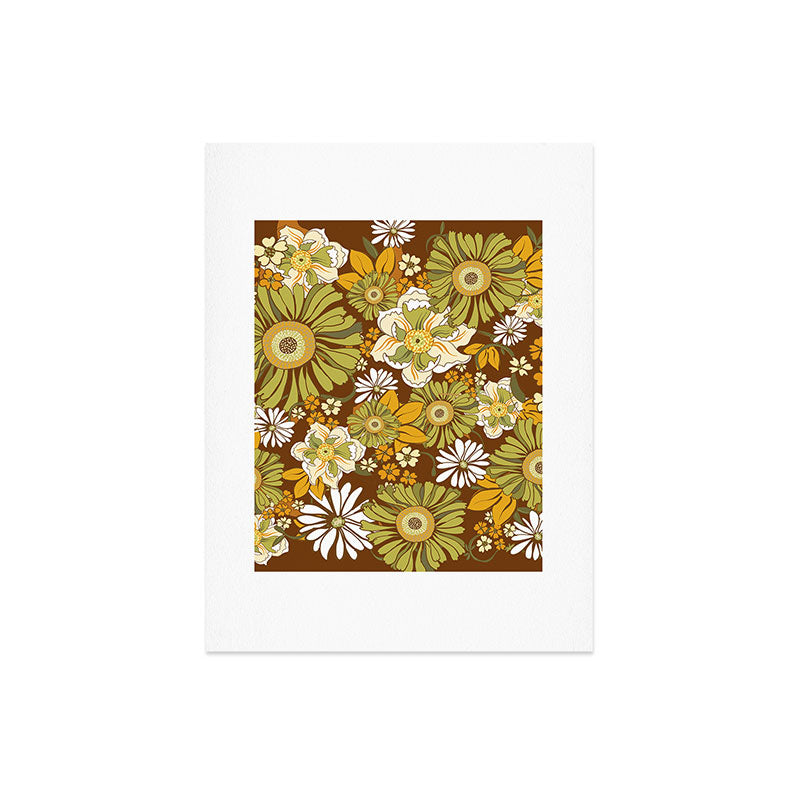 70s Retro Flower Power boho pattern Art Print