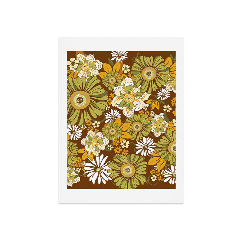 70s Retro Flower Power boho pattern Art Print