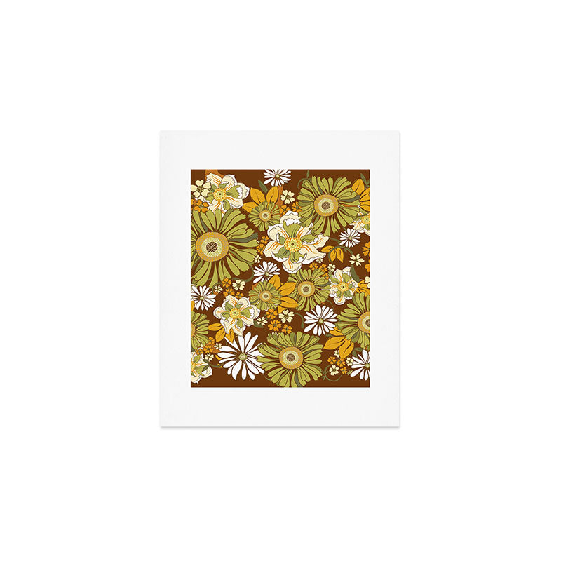 70s Retro Flower Power boho pattern Art Print