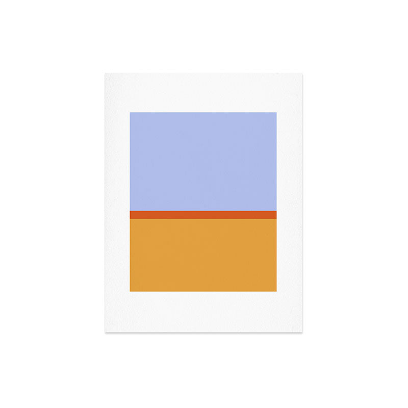 70s Summer Color Block Blue and Orange Art Print