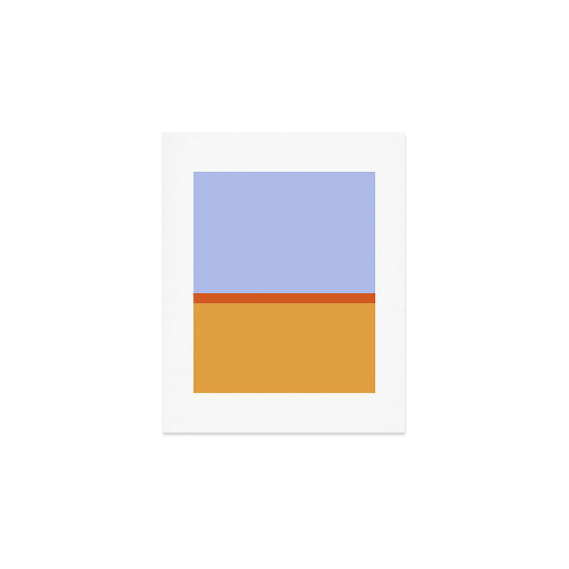 70s Summer Color Block Blue and Orange Art Print