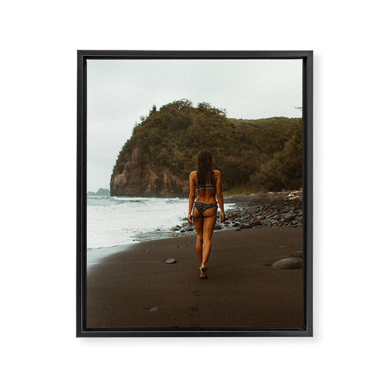 "stormy beach" Framed Canvas Print