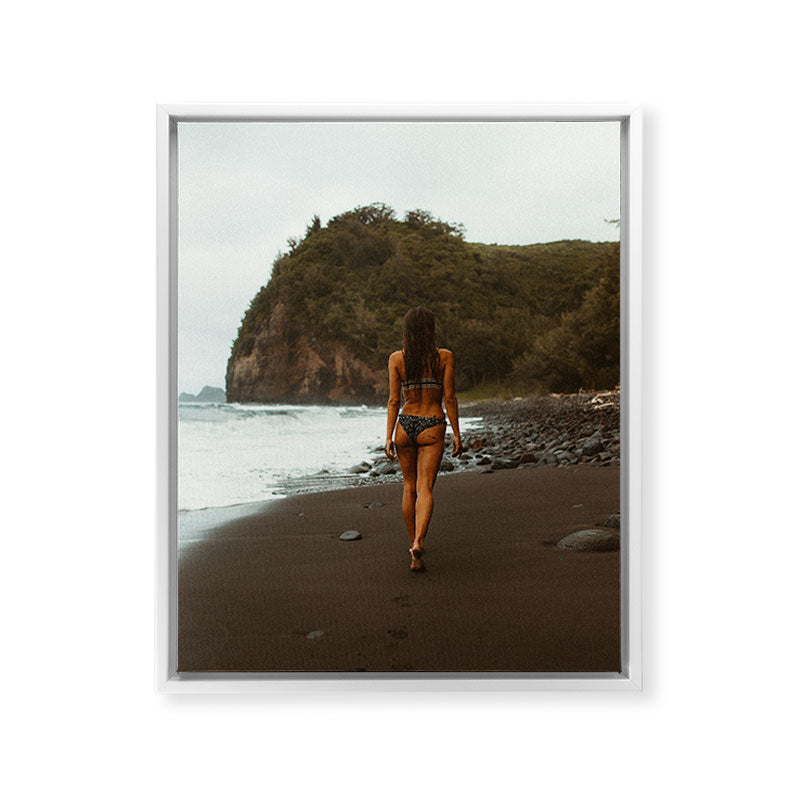 "stormy beach" Framed Canvas Print