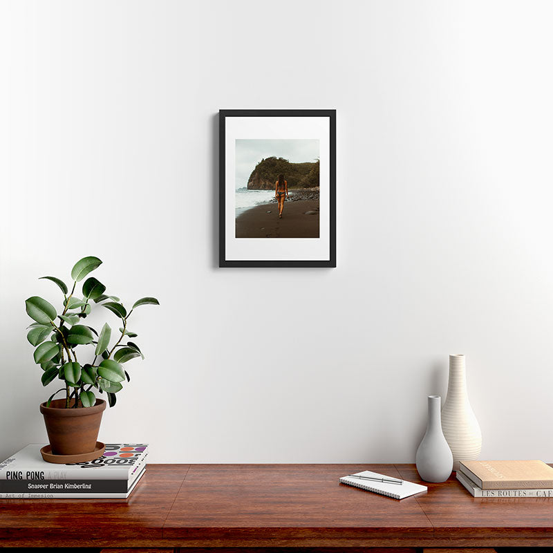 "stormy beach" Framed Art Print