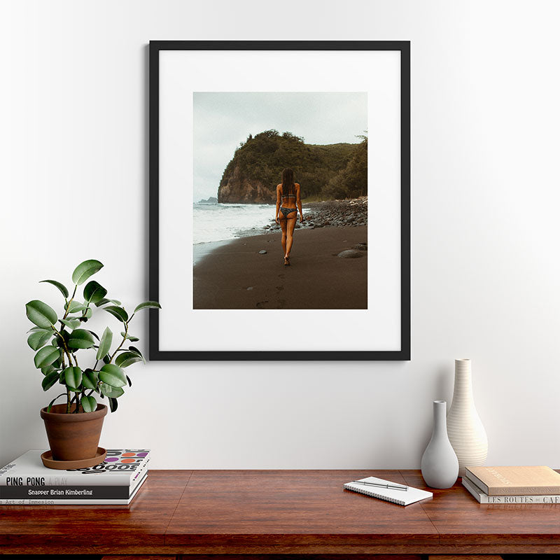 "stormy beach" Framed Art Print
