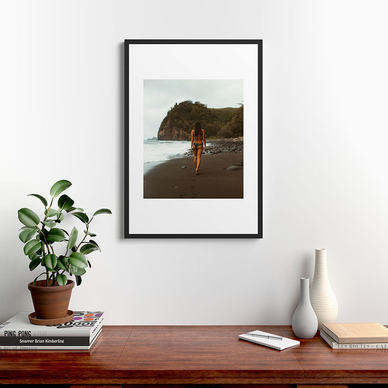 "stormy beach" Framed Art Print