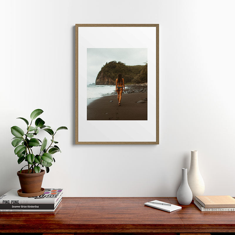 "stormy beach" Framed Art Print
