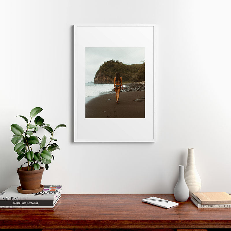 "stormy beach" Framed Art Print