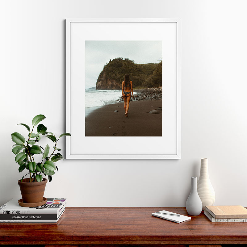 "stormy beach" Framed Art Print