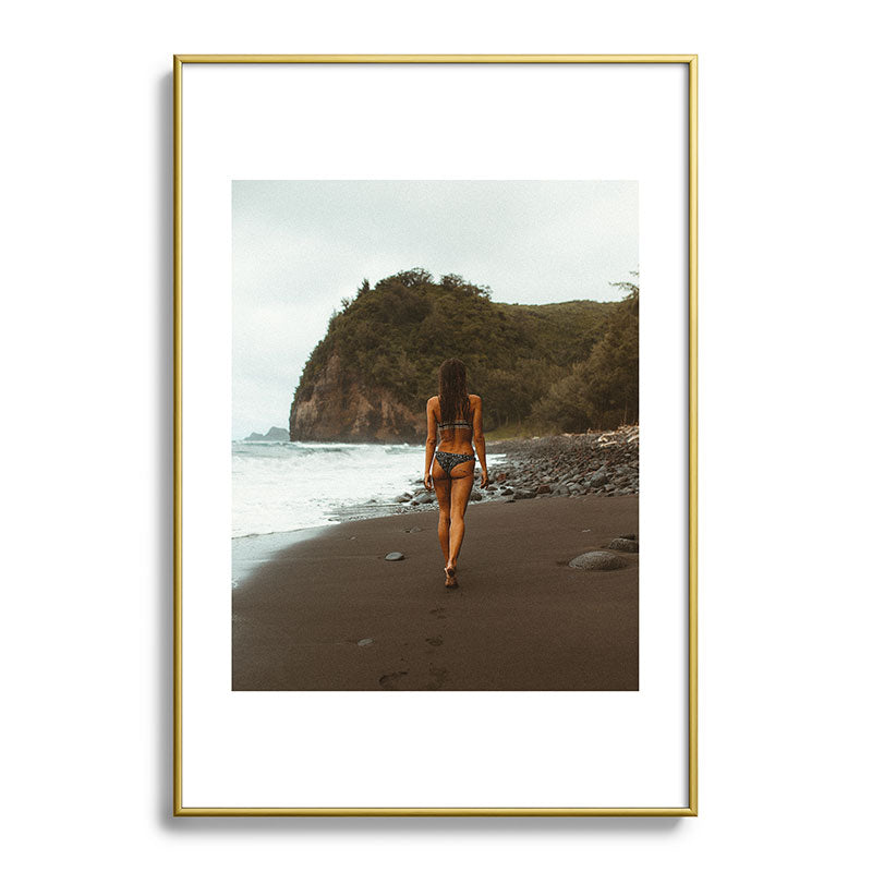"stormy beach" Framed Art Print