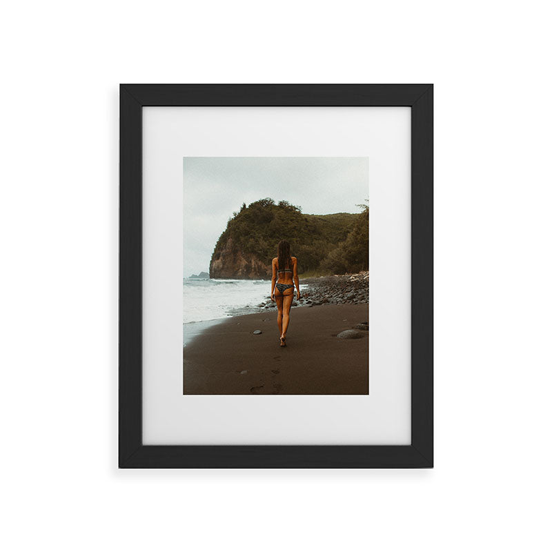 "stormy beach" Framed Art Print