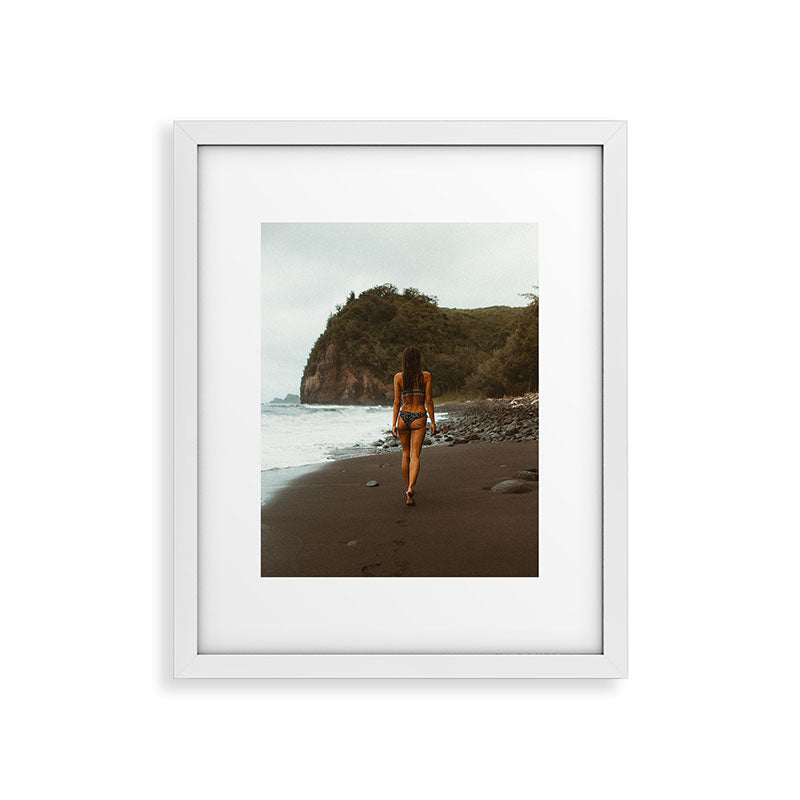 "stormy beach" Framed Art Print