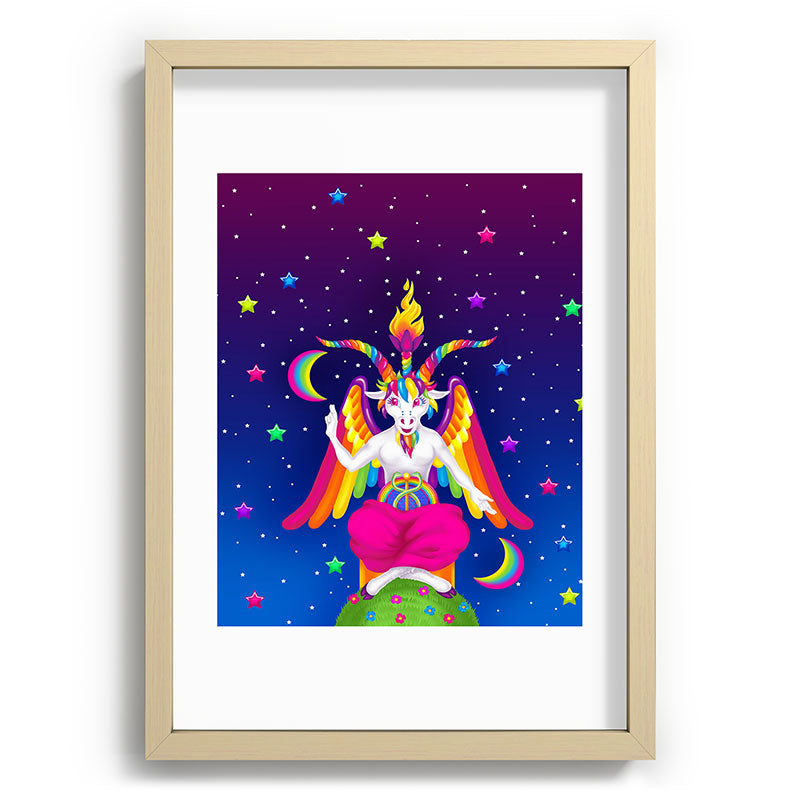 1997 Neon Rainbow Baphomet Framed Art Print
