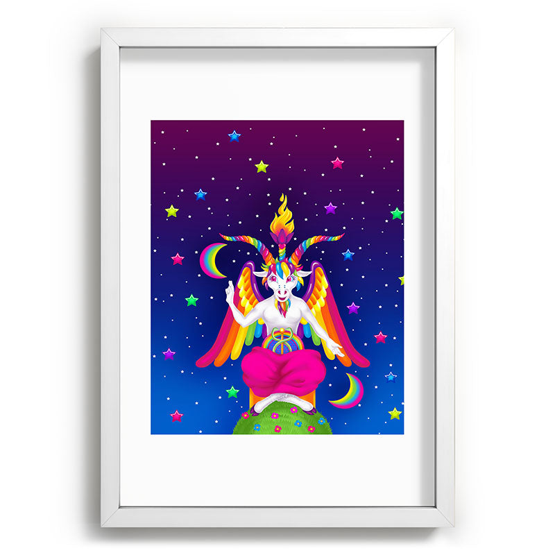 1997 Neon Rainbow Baphomet Framed Art Print