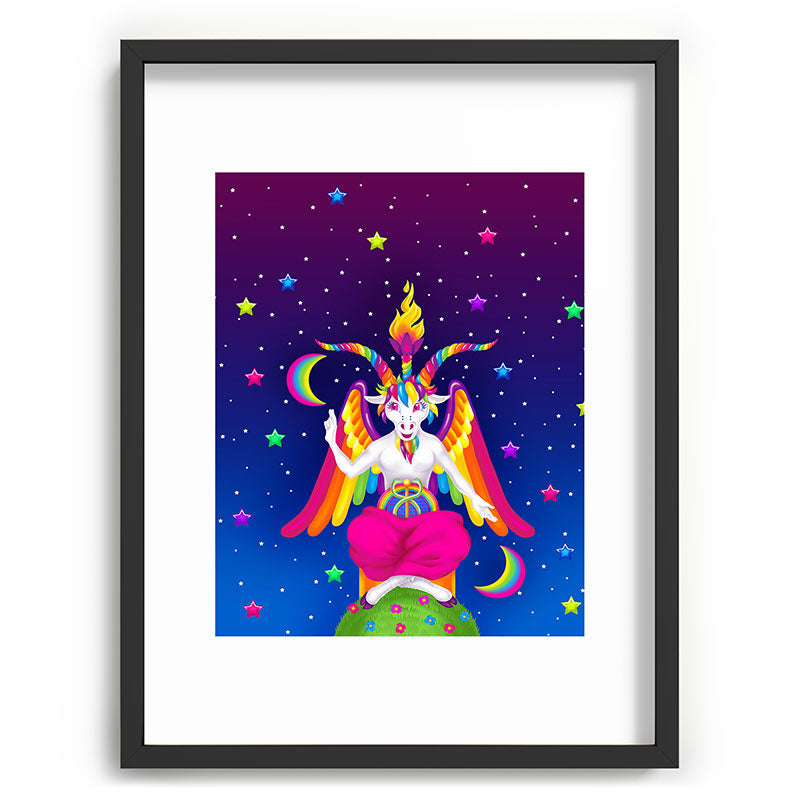 1997 Neon Rainbow Baphomet Framed Art Print
