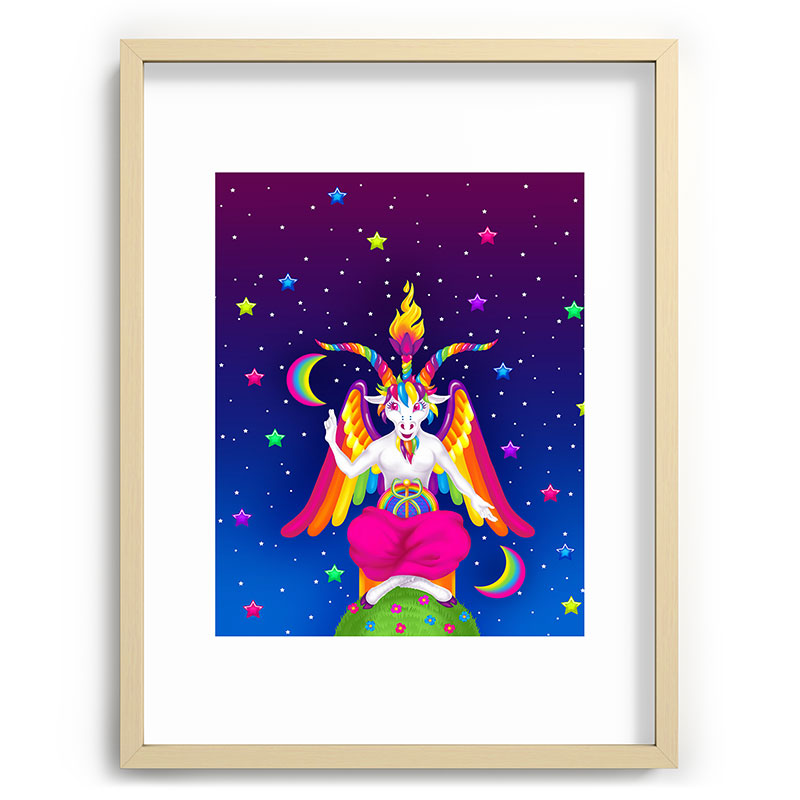 1997 Neon Rainbow Baphomet Framed Art Print