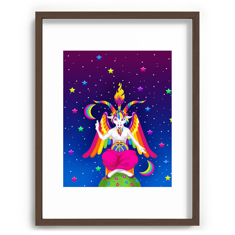 1997 Neon Rainbow Baphomet Framed Art Print
