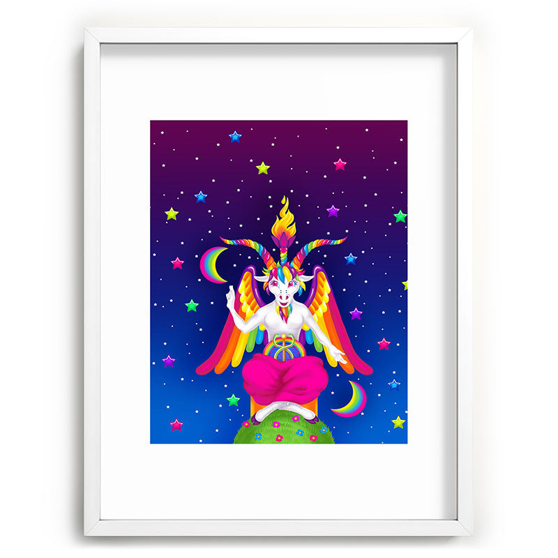 1997 Neon Rainbow Baphomet Framed Art Print