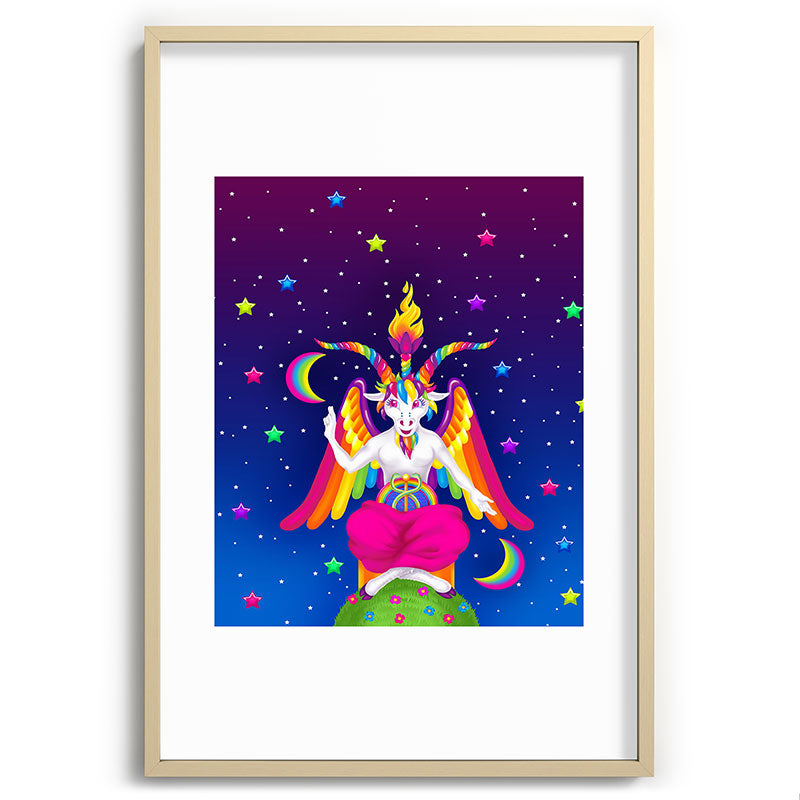 1997 Neon Rainbow Baphomet Framed Art Print