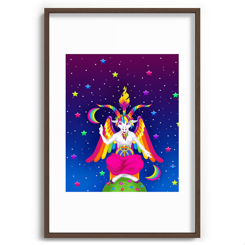 1997 Neon Rainbow Baphomet Framed Art Print