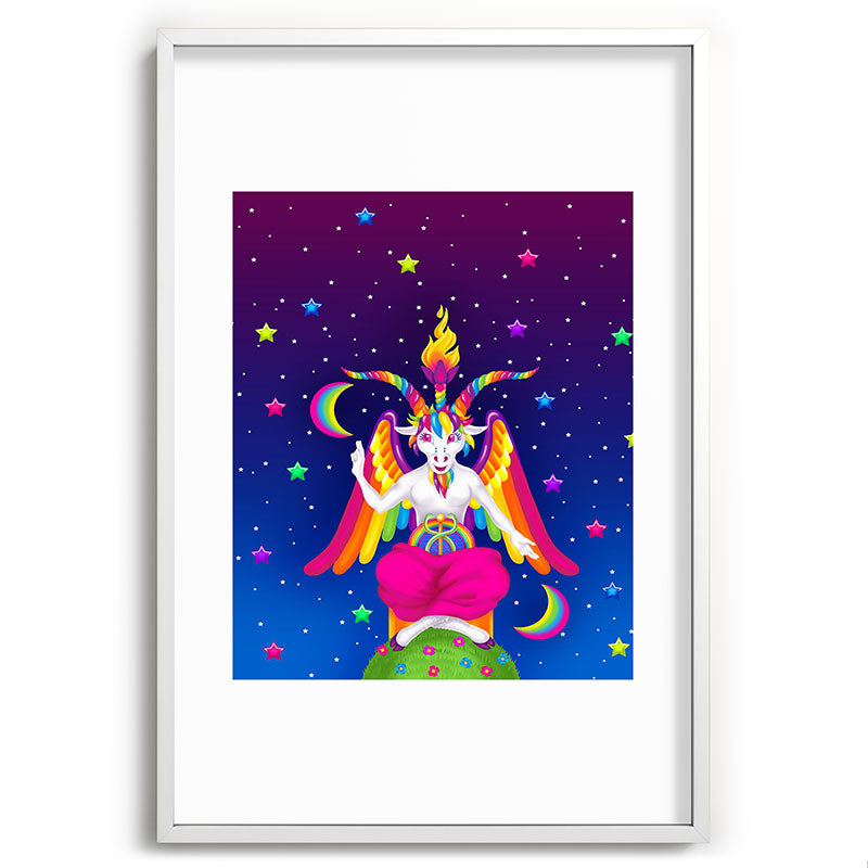 1997 Neon Rainbow Baphomet Framed Art Print