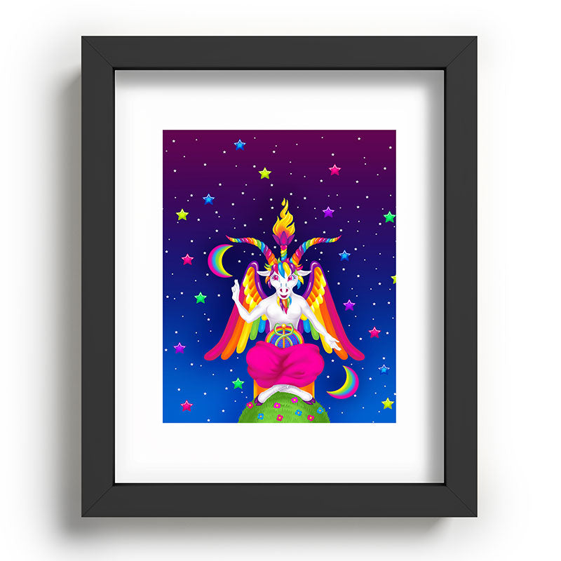 1997 Neon Rainbow Baphomet Framed Art Print