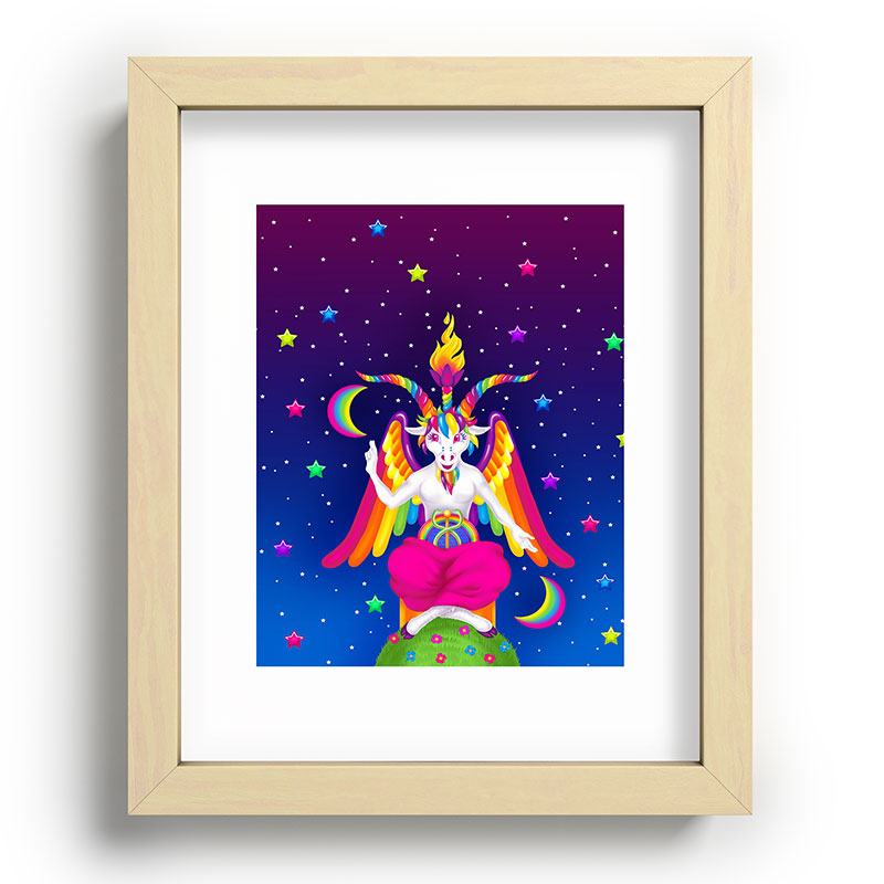 1997 Neon Rainbow Baphomet Framed Art Print