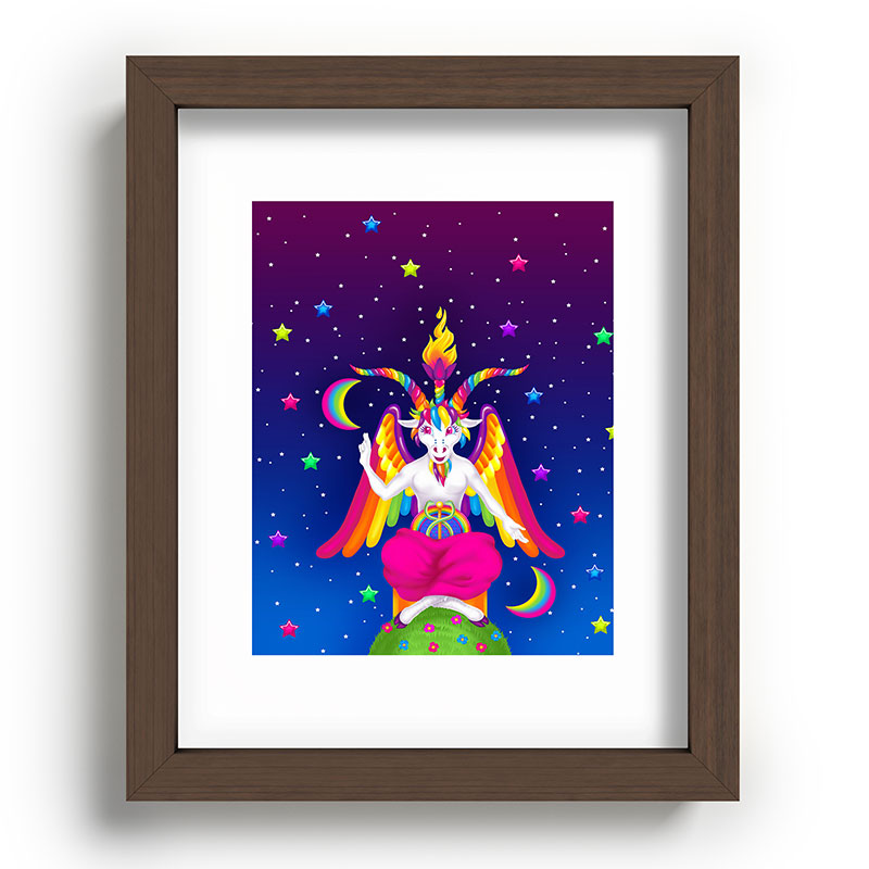 1997 Neon Rainbow Baphomet Framed Art Print